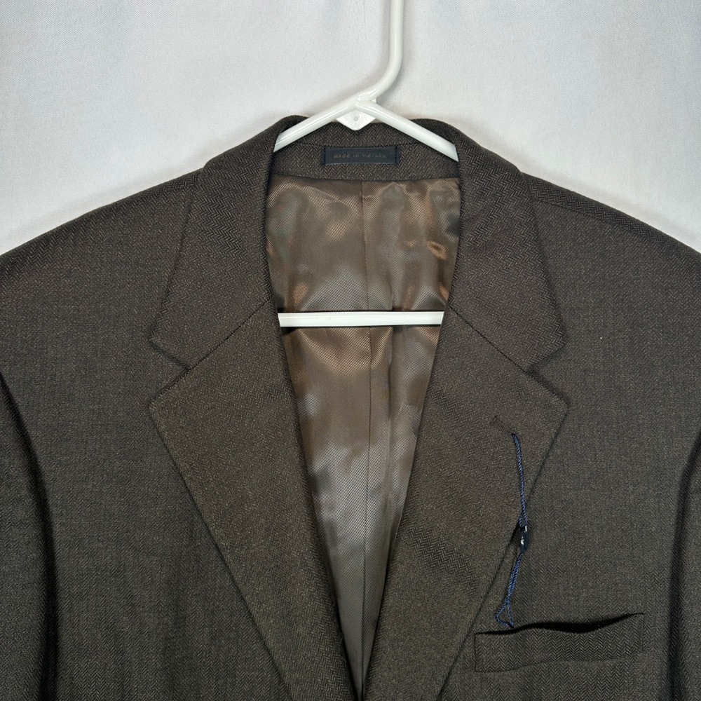 Alan Flusser Mens 44L Sport Coat Brown Herringbone Blazer 2-Button NEW $175 - Picture 1 of 12